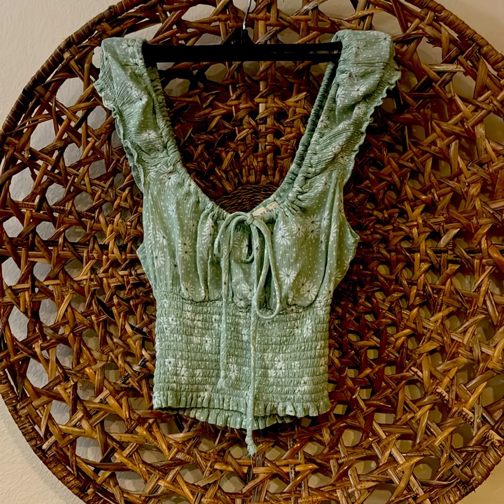 Pacsun La Hearts Floral Top Green